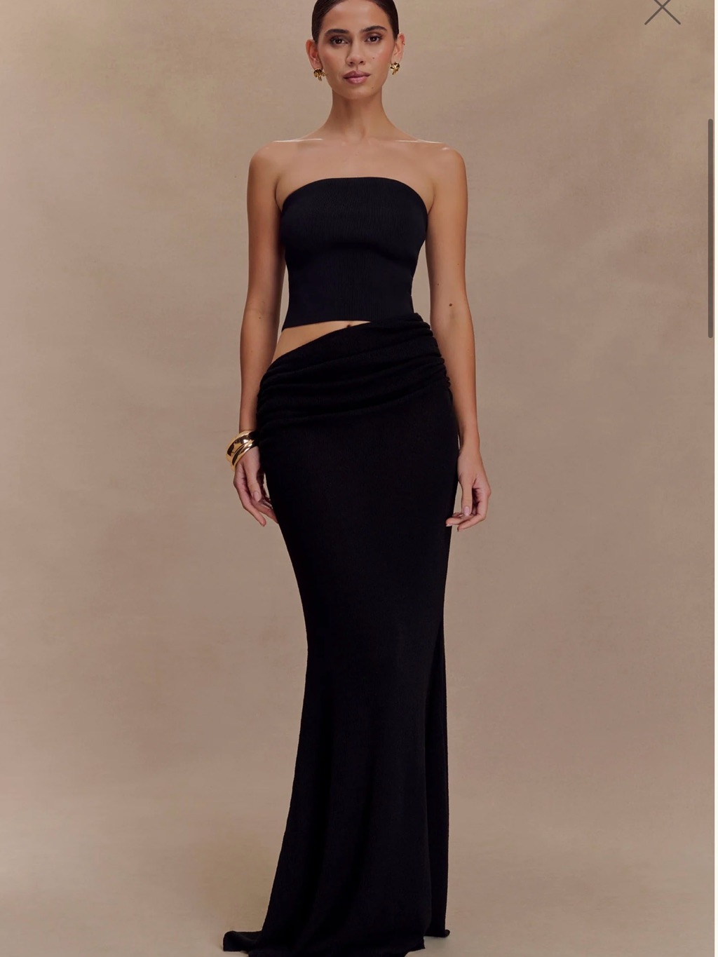 Strapless Black Evening Dress